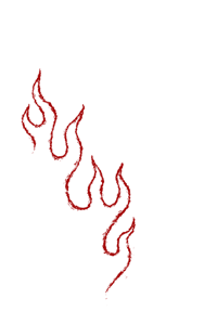 a red flame logo on a black background