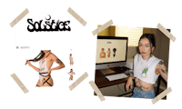 a picture of a woman with tattoos next to a computer